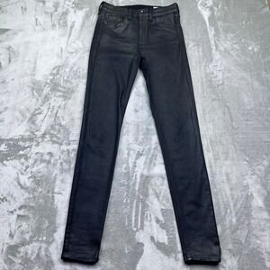 Rag & Bone New York Women Sz 27 Fit 26" High Rise Skinny Shiny Coated Black Jean